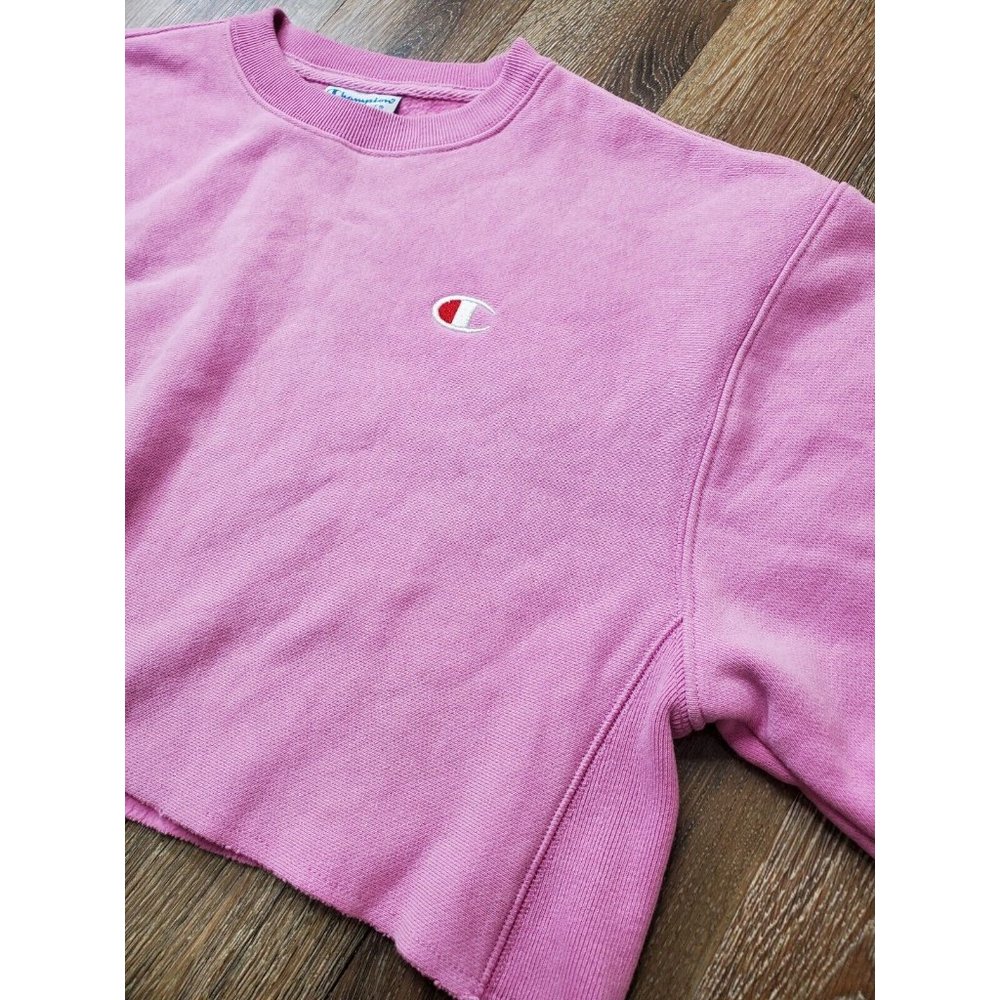 Champion Reverse Weave Women's XS Lilac Sweatshirt Cropped Vintage Style LS - Picture 10 of 10